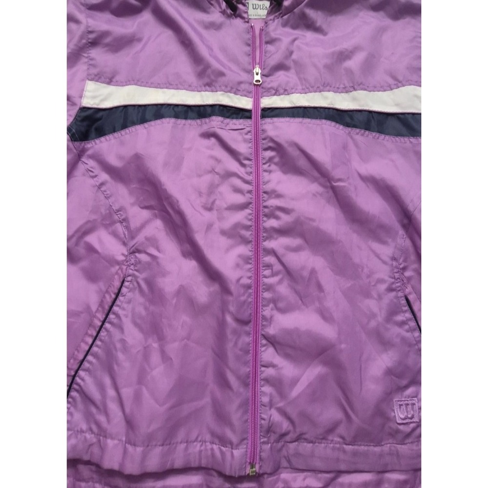 Wilson womens light purple full zip pocket windbreaker jacket LG hooded 90s - Picture 4 of 15